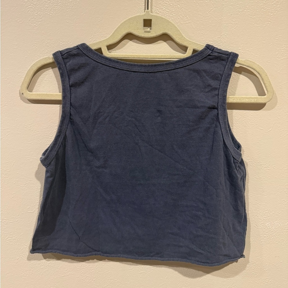Brandy Melville John Galt Blue Fitted Crop Tank Top - Picture 2 of 3